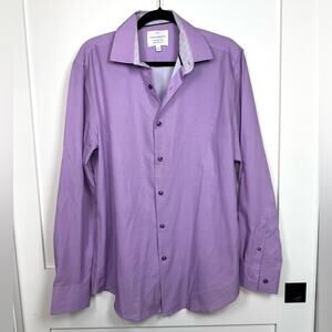 CON.STRUCT Purple Cooling Comfort 4 Way Stretch Button Down Shirt Large 16-16.5